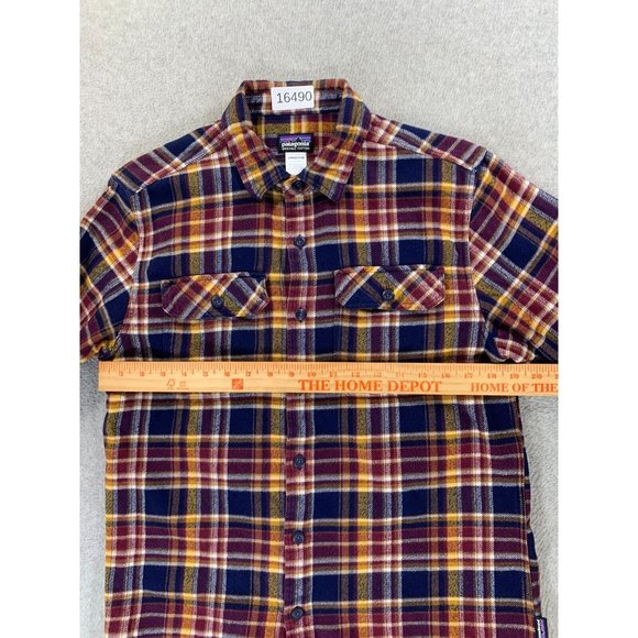 Patagonia FJORD Flannel Long Sleeve Cotton Button Down Shirt (Men's‎ Small) Red - Picture 7 of 11